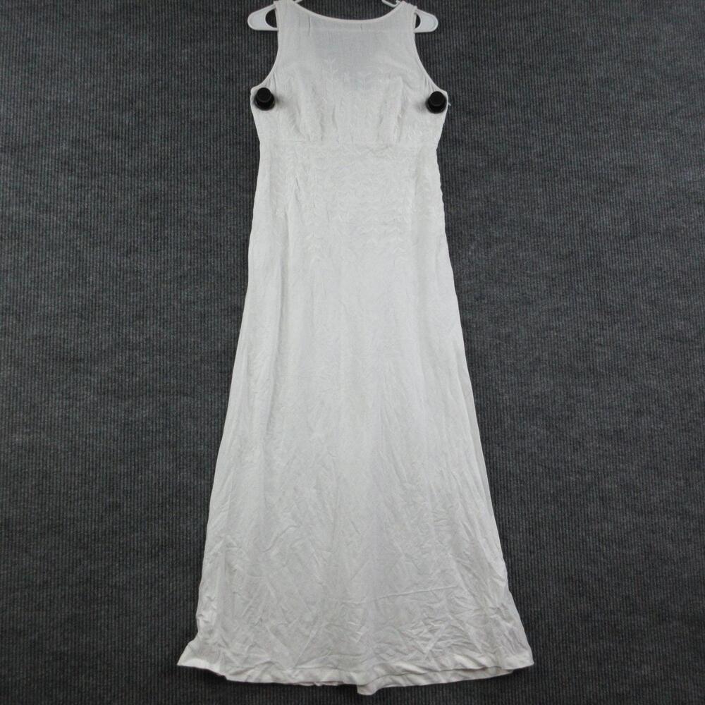 Tommy Bahama Dress Womens 8 White Maxi Sundress Sleeveless Cotton Embroidered